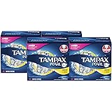 Tampax Pearl Regular Plastic Tampons, Unscented, 50 Count, 4 Boxes, (Total 200 Count)