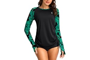 SANTINY Women's UPF50+ Rash Guard SPF Long Sleeve Swimsuits Top UV Sun Protection Swim Shirts for Woman