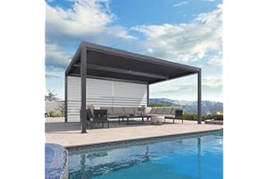 PURPLE LEAF Louvered Pergola Accessories 94AS 16 Ft Side Adjustable Shade Privacy Shade Sun Side Shade for 16' Side Wind Block, UV Resistant （Pergola Not Included）