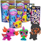 Littlest Pet Shop Blind Bags - Bundle with 3 Cute Animal Mini Figures for Kids, Adults Plus Stickers | Littlest Pet Shop Blacklight Figures Series 1