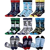 Eurzom 6 Pairs Novelty Programming Socks for Men Funny Cotton Occupation Crew Socks Valentine's Day Holiday Birthday Gifts for Programmer Tech Lovers Geek Nerd