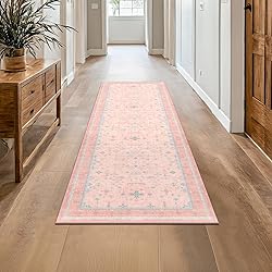 Washable Pink Hallway Runner Rug, 2x6 Area Rugs for