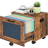 HOOBRO File Cabinet, Rolling File Cart, Under Desk Small Filing Cabinet, File Organizer Box, Home Office File Basket with Drawer for A4, Letter Files, Rustic Brown and Black BF11WJ01G1