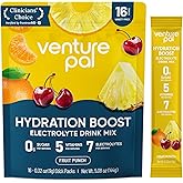 Venture Pal Sugar Free Electrolyte Powder Packets - Liquid Daily IV Hydration Packets for Rapid Rehydration | 7 Electrolytes & 5 Vitamins | Keto Friendly | Non-GMO | Vegan | Fast Dissolve | 16 Sticks