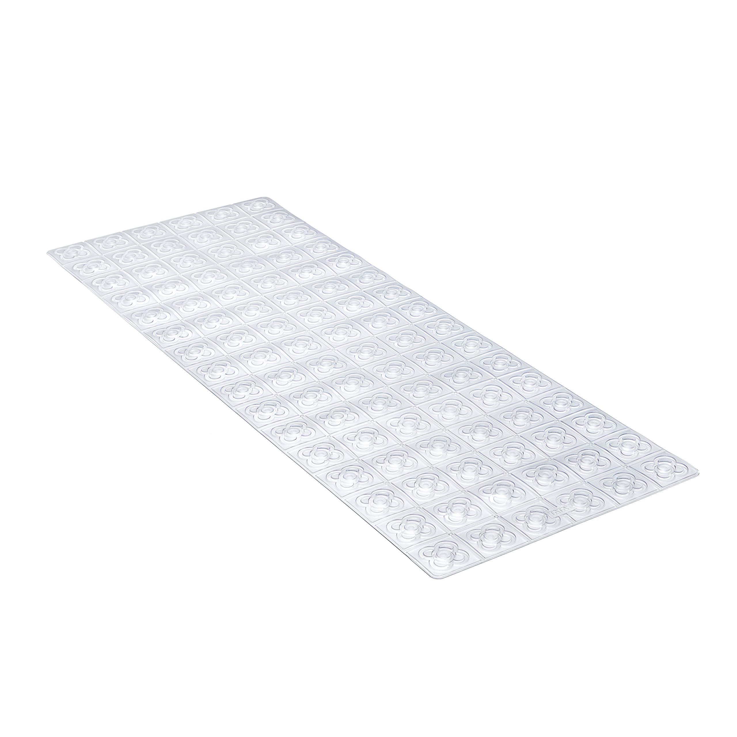 TATAY Bath Mat, Non-slip, PVC with Suction Cups, Resistant to Mold and Microbes, Anti-Bacterial, Barcelona Design, Translucent. Measures 96 x 36 cm