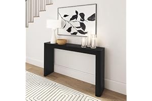 Plank+Beam Contour Console Table, 56 Inch, Solid Wood Sofa Table, Entryway Table for Hallway, Narrow Behind The Couch Table, Console Tables for Entryway, Living Room, Foyer, Easy Assembly, Black