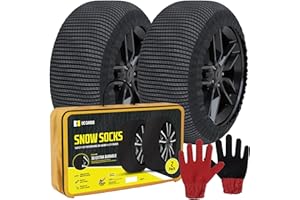 DC CARGO MALL Snow Socks for Tires - Great Alternative to Tire Chains for Cars, 3D Fabric for Maximum Tire Traction & Grip, Fits SUVs, Most Subaru Models, Minivans, Pickups & Sedans (Set of 2) - Large