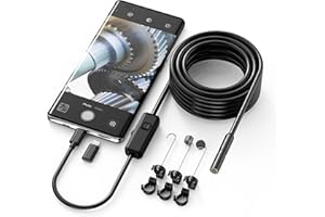 1920P HD 10FT Endoscope Camera with Light, Borescope with 8 Adjustable LED Lights, USB Type C, Inspection Camera with Semi-Rigid Snake Cable for Android and iOS Smartphones, iPhone, iPad. KEEMIKA