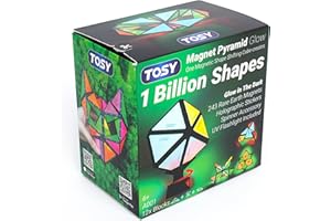 TOSY Magnet Pyramid Glow - 1 Cube Transforms into 1 Billion Shapes, 15 pcs (12 Puzzle pcs & 3 Accessories), 243 Magnets, Glow