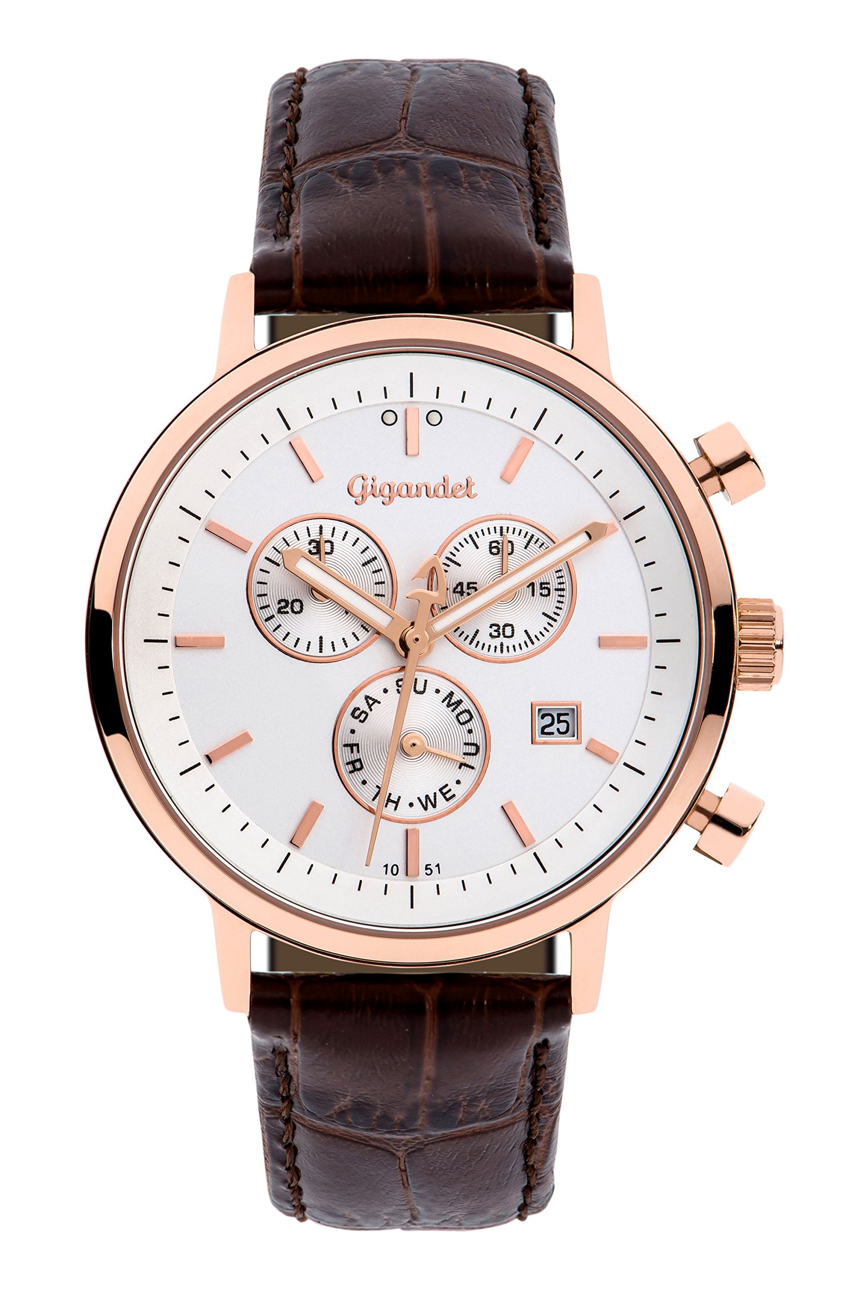 Gigandet Classico Men's Analogue Chronograph Quartz Watch Brown Rose Gold G6-006