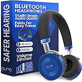 Puro Sound Labs JuniorJam Plus Volume-Limiting Wireless Bluetooth Headphones for Kids, Secure Audio with Adjustable On-Ear Design, 22-Hour Battery Life, Ideal for Tablets, Smartphones & PCs - Blue