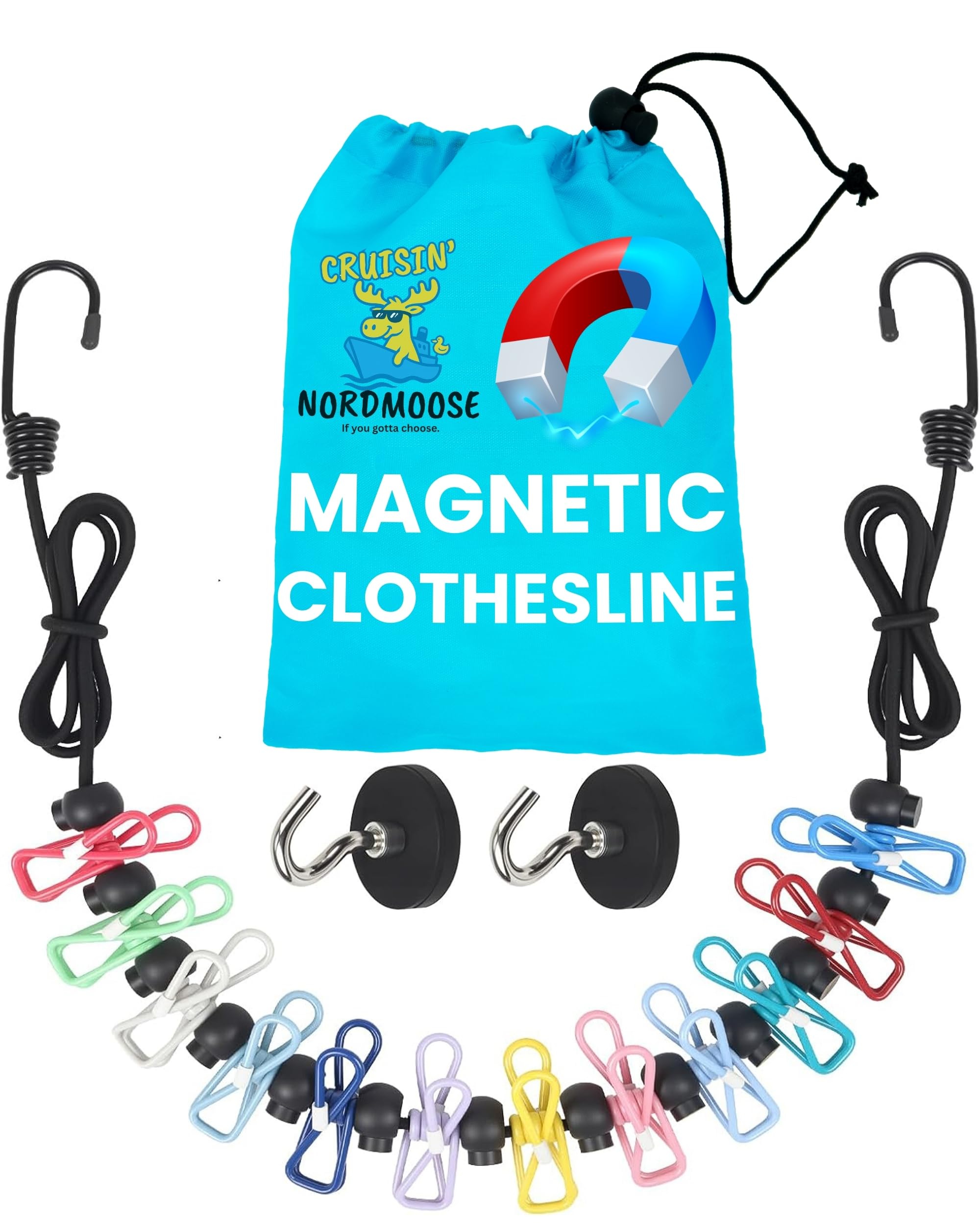 Photo 1 of Magnetic Clothesline for Cruise Ship Cabin Approved - Strong Rubber Coated Non-Scratch Magnets, Travel Clothesline for Cruise Ship Essentials 2025 Updated Stronger Magnets