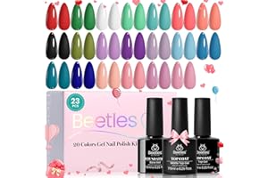 BEETLES GEL POLISH Beetles Gel Nail Polish Set, 23pcs Gel Polish Kit, 20 Colors Pink Green Blue Uv Gel Polish with Base Top Coat, All Season Manicure Tools for Beginners Nail Art Home Gift for Women