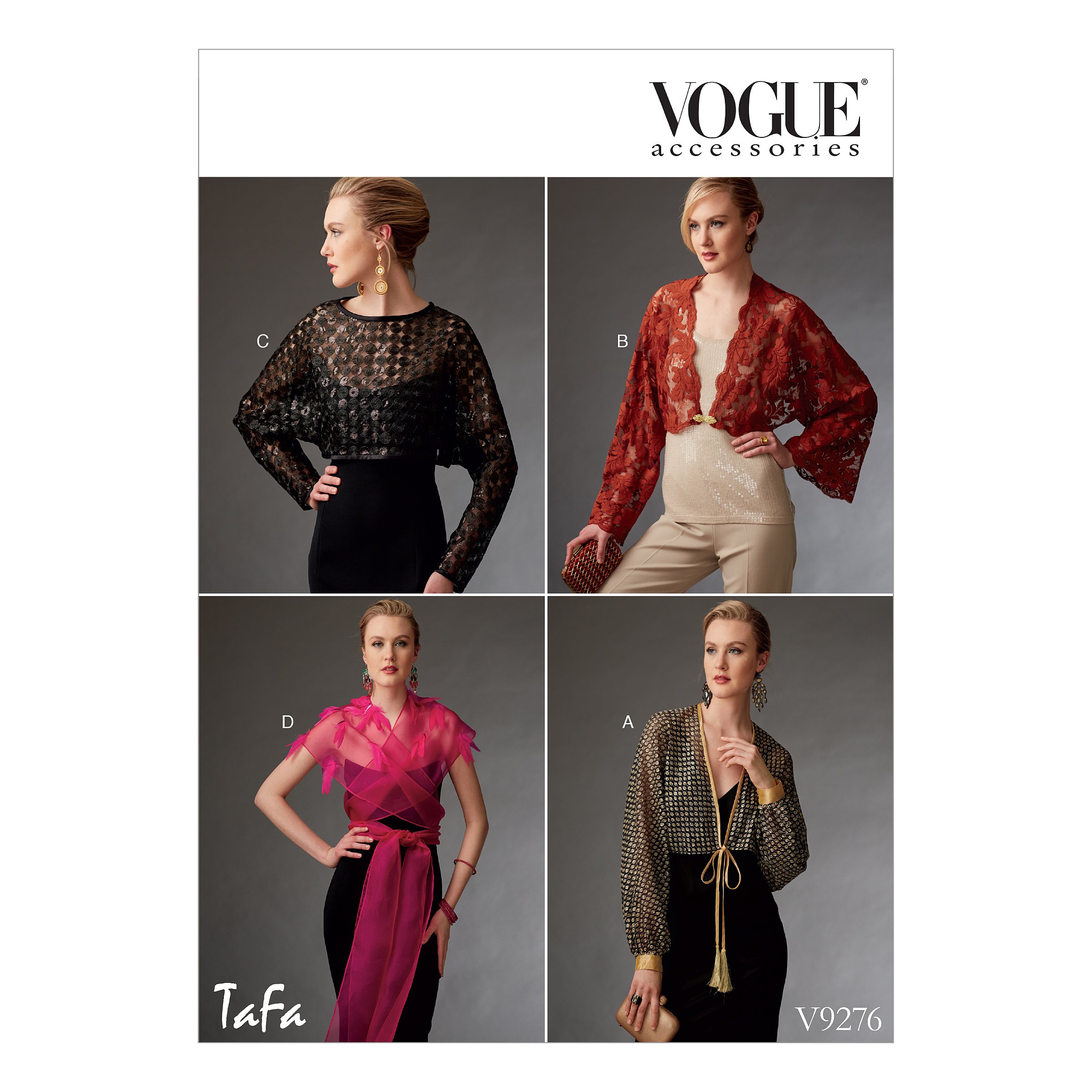 Vogue Patterns 9276 OS,Misses Shrugs and Capelet,Sizes S-XL, Tissue, Multicoloured, 15 x 0.5 x 22 cm