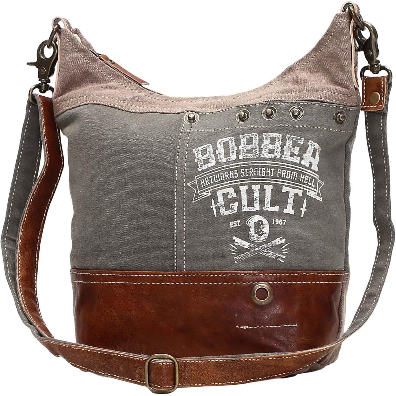 Brown One/_Size Myra Bag Bobber Upcycled Canvas Shoulder Bag S-0949 Khaki Tan