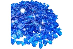 LIYYOO Fire Glass Rocks for Fire Pit,1/2 Inch 10 Pounds Cobalt Blue Fire Glass for Outdoors and Indoors Fire Pit Table Fireplace, Vase Fillers and Landscaping.