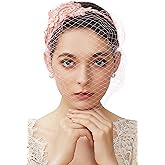 BABEYOND Bridal Wedding Veil Fascinator Mesh Lace Headband Tea Party Flower Fascinator Funeral Hats for Women