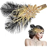 Beaupretty Flapper Headband Roaring 1920s Costume Headwear Sequin Wedding Headpiece for Women