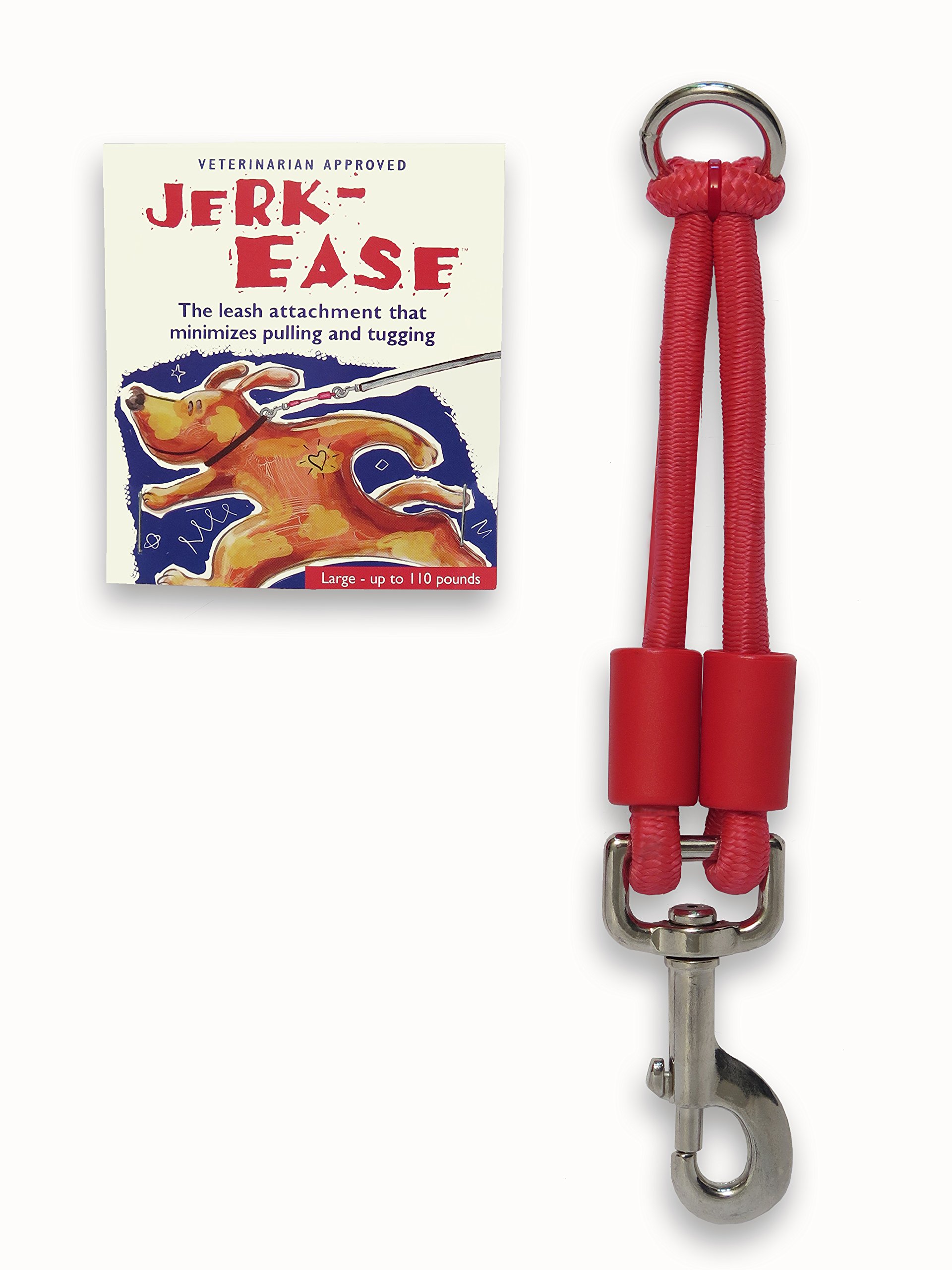 JERK-EASE BUNGEE DOG LEASH EXTENSION – Patented Shock Absorber Attachment Protects You and Your Dogs – Works with ANY Leash & Collar or Harness – a MUST for Retractable Leashes – PICK SIZE/COLOR BELOW