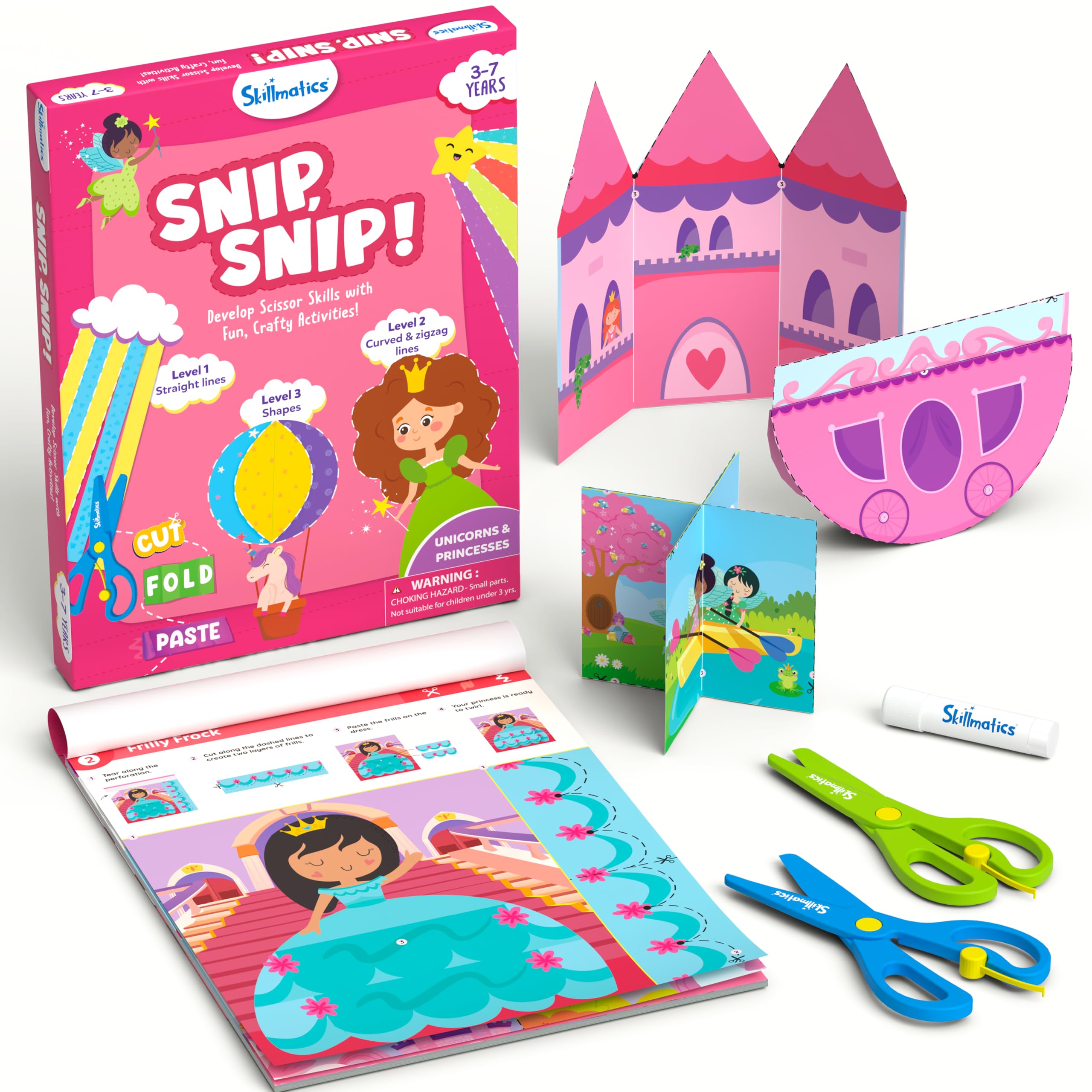 Skillmatics Snip Snip Unicorns & Princesses, Scissor Skills, Felt Craft Kit