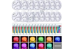 Hortsun 16 Pack Submersible LED Lights with Remote Waterproof Pool Underwater LED Light Battery Operated Bathtub16 Color Changing Lamp for Tub Pool Pond Vase Aquarium Decoration