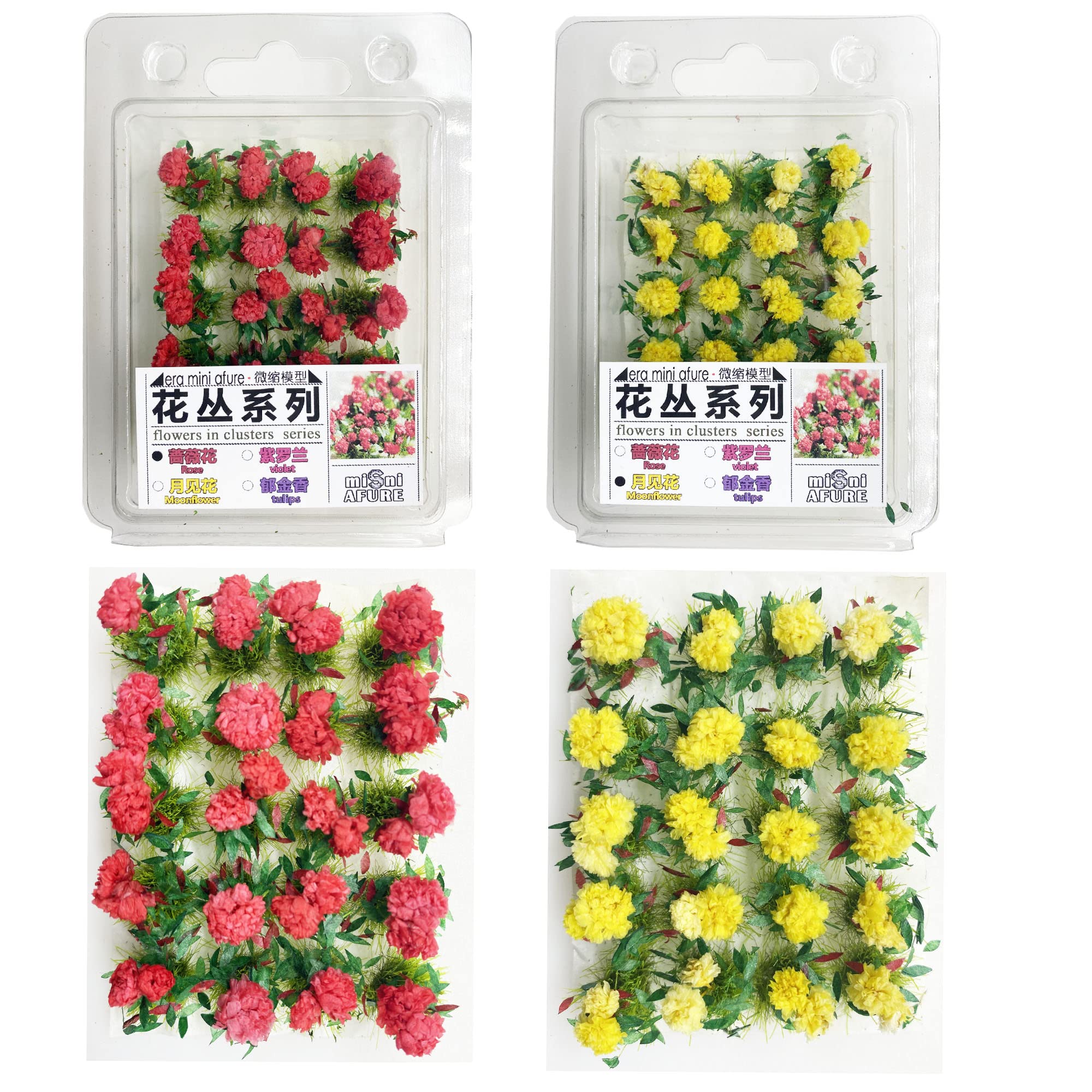 Cayway 2 Color Flower Vegetation Groups Flower Cluster Model Grass Tufts Set Miniature Static Scenery Model for DIY Architecture Building Garden Scenery Landscape