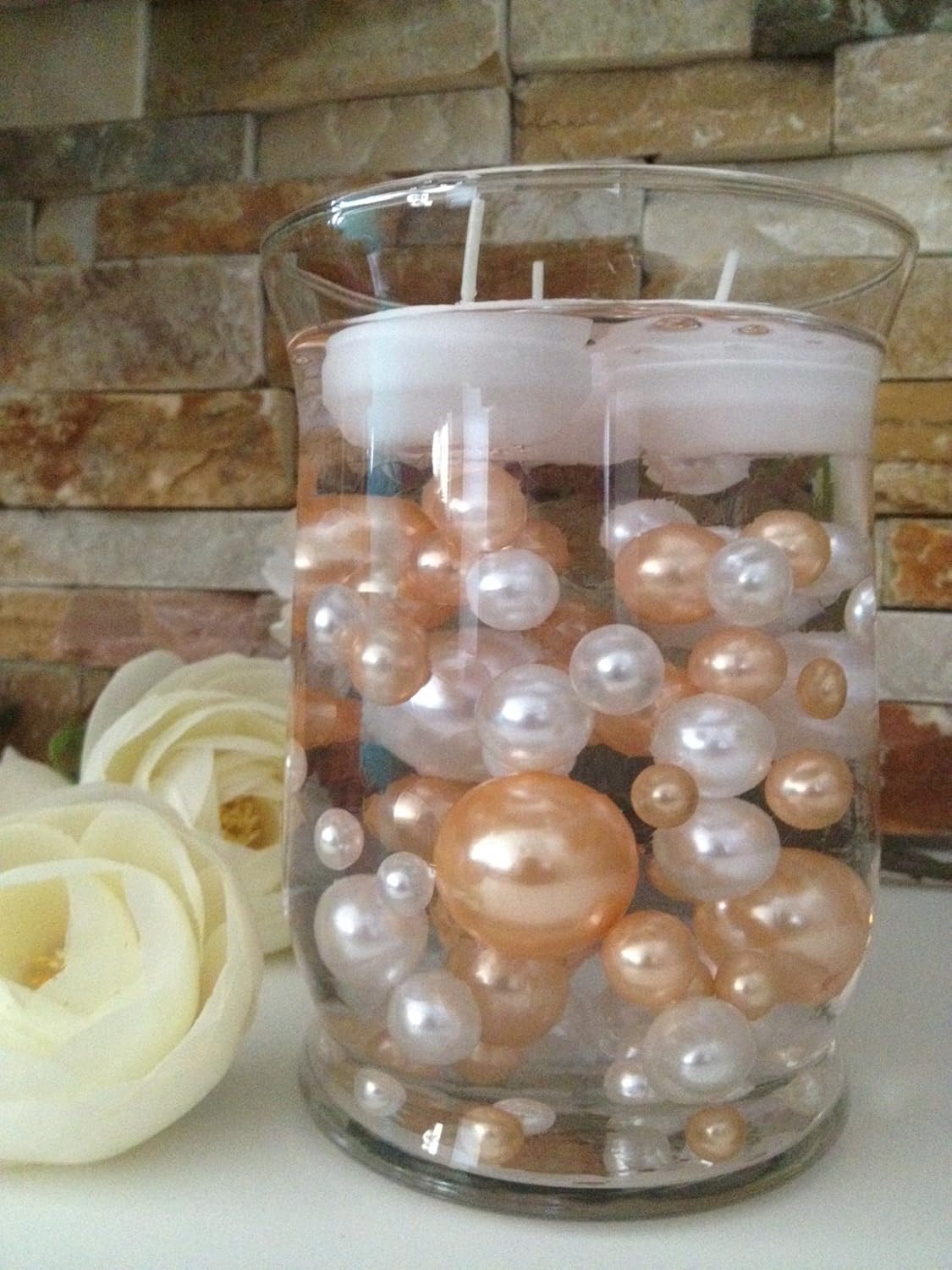 Wedding Centerpiece Table Decor Vase Filler Gems Orange Floating