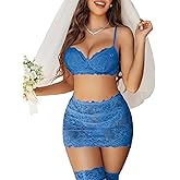 Avidlove Lingerie for Women Naughty 3 Piece Lace Garter Belt Bra And Panty Lingerie Set