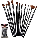 Crafts 4 ALL Professional Fine Tip Paint Brush Set Round Pointed Tip Nylon Hair artist acrylic brush (12)