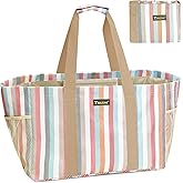 BALEINE Soft 9 Gallon Extra Large Utility Tote, Foldable Reusable Storage Bag (Color Stripe)