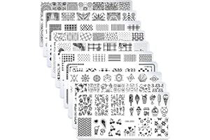 SILPECWEE 10pcs Nail Stamping Plates - Geometry Design Nail Art Plates, Stencil Manicure Templates for DIY & Salon