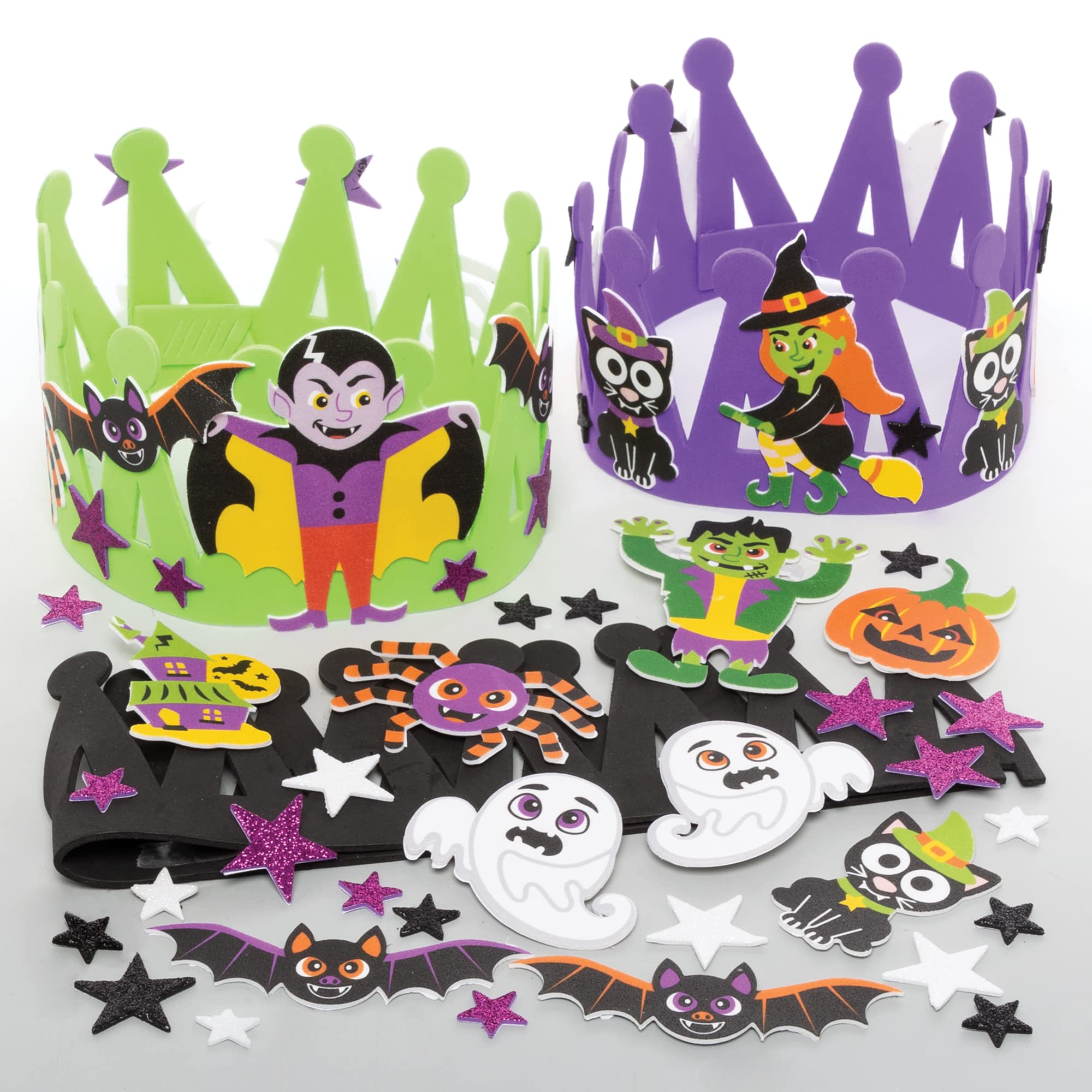 Baker Ross FE928 Halloween Crown Kits - Pack of 3, Make Your Own Halloween Decorations, Great for a Halloween Party and Kids Costumes