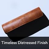 Wolvende Premium Distressed Faux Vegan Leather Desk Mat Tan 30x90cm view 6