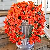 Bougainvillea Artificial Hanging Flowers Plants for Outdoors Decoration, 2pcs Fake Flowers Silk Bougainvillea Vines Realistic UV Resistant Faux Flowers for Outdoor Planters Porch Patio Gardens, Orange