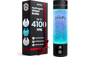 PIURIFY Hydrogen Water Bottle Generator - Up to 4100+ PPB - SPE/PEM Technology - Certified H2 Generator - Portable Athletic Performance & Hydration System - 6-Hour Hydrogen Retention, 10 oz (Black)