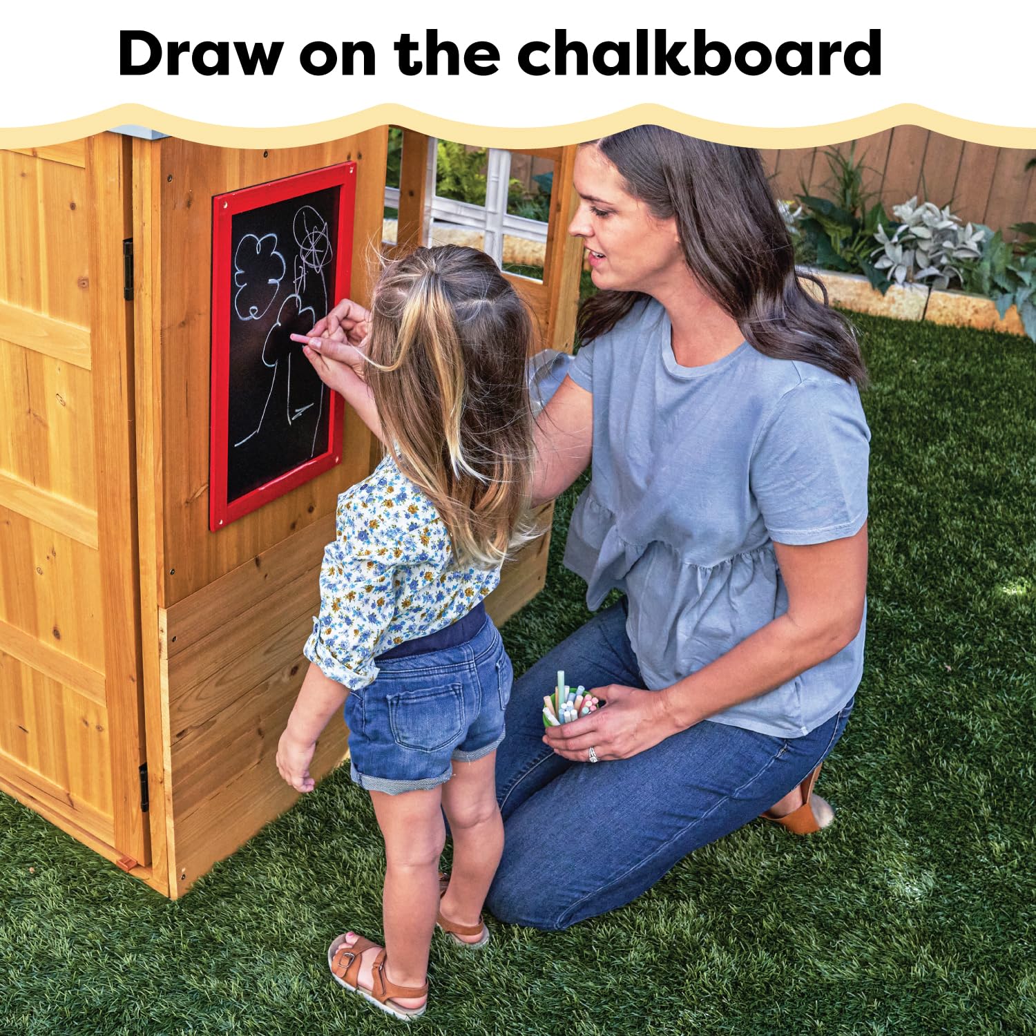 KidKraft Modern Outdoor Wooden Playhouse with Picnic Table, Mailbox and Outdoor Grill ,Gift for Ages 3+