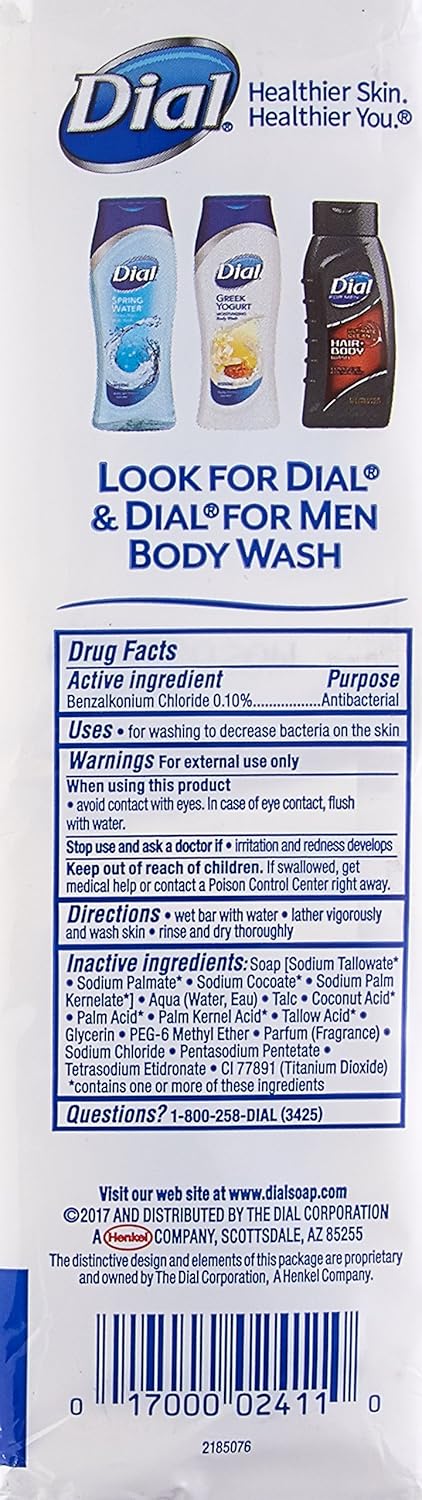 Dial Antibacterial Deodorant Soap, White, 4 Ounce (Pack of 8) Bars : Bath Soaps : Beauty