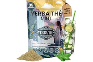 ANCIENT DIOSA Yerba Mate Powder - Clean Energy & Focus - Organic Yerba Mate Tea 350g - Supports Gut Health with Probiotics & Prebiotics, Brain Fog Relief, Focus & Relaxation - Mint Flavor, 35 Servings