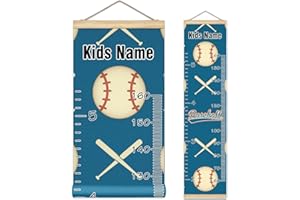 Personalized Kids Name Growth Chart Ruler for Wall Wood Frame Height Measure Chart 13.4x56 in Linen Hanging Height Growth Cha