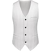 MOGU Mens Striped Vest - Slim Fit Dress V-Neck Waistcoat Sleeveless Pinstripe Suit Vest for Casual Formal
