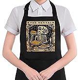 HUGANE Funny Gothic Skeleton Baker Apron with Pockets, Baking Lovers Women Gifts, The Mental Bake Down Waterproof Adjustable Cooking Apron for Kitchen Dishwashing Grilling