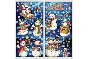 GENERIC 194 Pcs Christmas Window Clings Snowman Snowflake Window Clings for Glass Windo Christmas Decorations Indoor Large-Size Snowman Window Stickers Party Home Xmas windo Decal