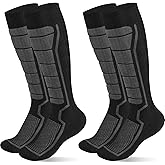 MORXPLOR Merino Wool Ski Socks 2 Pairs Pack for Men&Women,Skiing and Snowboarding Knee High Warm Socks for Cold Weather
