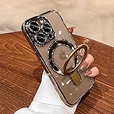 LXK Magnetic Invisible Stand for iPhone 16 Pro Max Case 6.9" Compatible with MagSafe, Military-Grade Protection, with Camera Protector, Clear Scratch-Resistant Back Cover for 16 ProMax,Desert Titanium