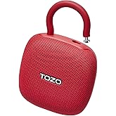 TOZO PE1 Portable Bluetooth Speakers with Adjustable Carabiner, Mini Bluetooth Wireless Shower Speaker with IPX8 Waterproof, 32H Playtime Punchy Bass Audio Speaker for Home, Outdoor and Travel, Red