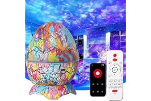 Dino Glow 4 in 1 Northern Lights Projector, Dino Egg Projector with Bluetooth,14 Color&19 White Noise,DIY Starry Night Light 