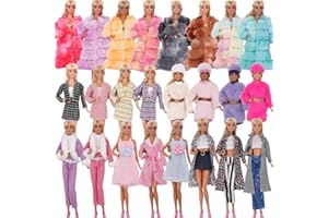 ZTWEDEN Winter Doll Clothes Set for 11-12Inch Girl Doll with Trench Coat Outfit Jacket Nightwear Pants for Girl Play House Gift (Randomly 6 Sets