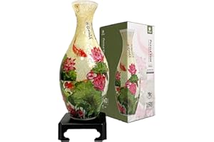 Pintoo 3D Puzzle Vase Unique Flower Vase Made by 160 Curved Plastic Puzzle Pieces House Warming Gift for Flower Arrangements and Home Decoration - [S1024] (Translucent, Carp with Lotus)