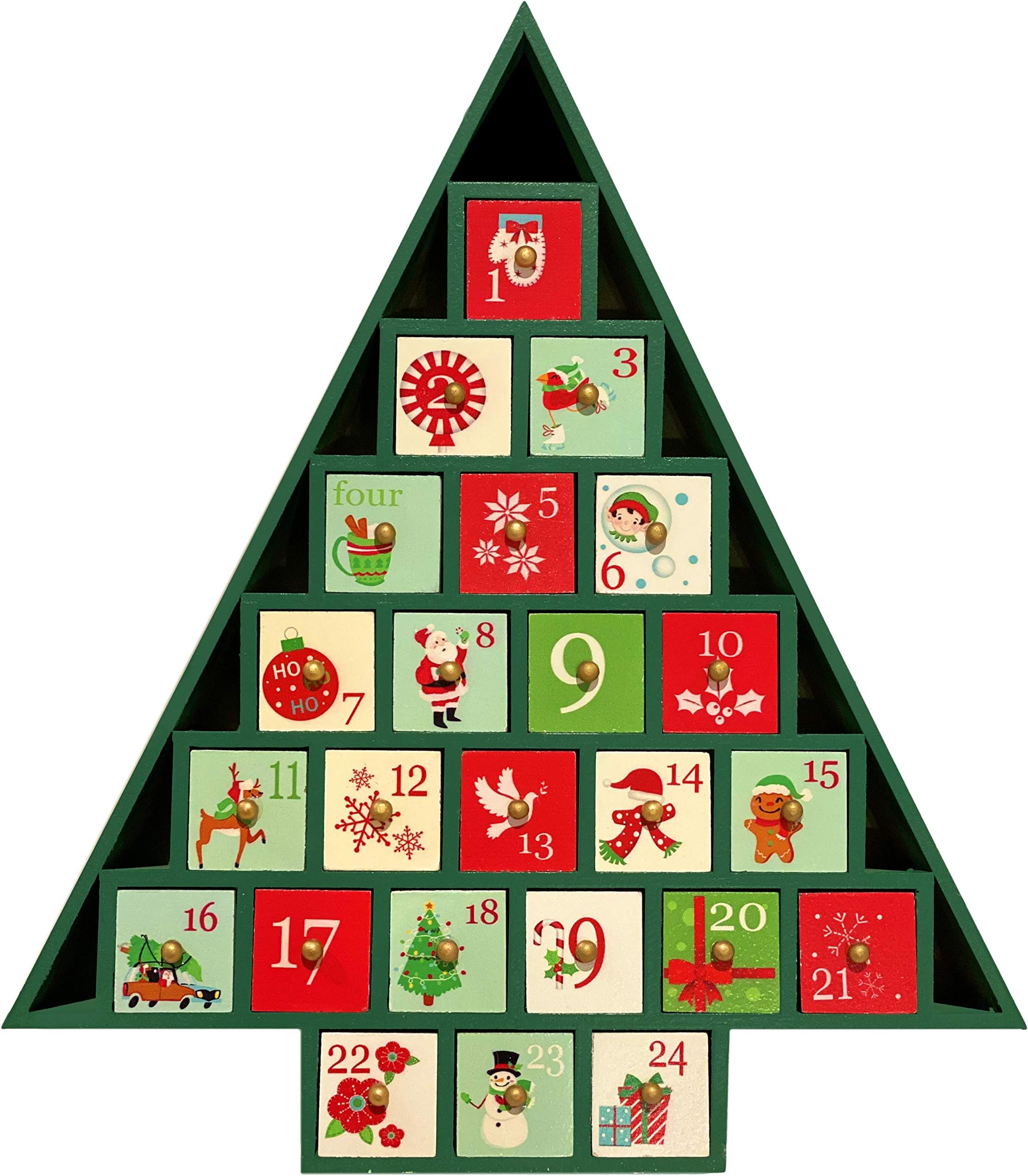 Iron Hills Trading Christmas Advent Calendar Premium Wooden 24 Day (Green)