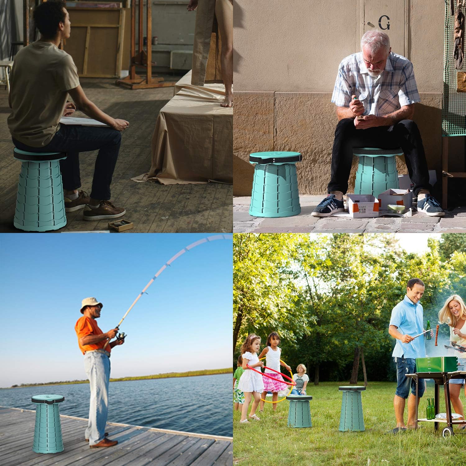 Cocina Jardín Casa Máxima 350LB Taburete Telescópico Portátil para